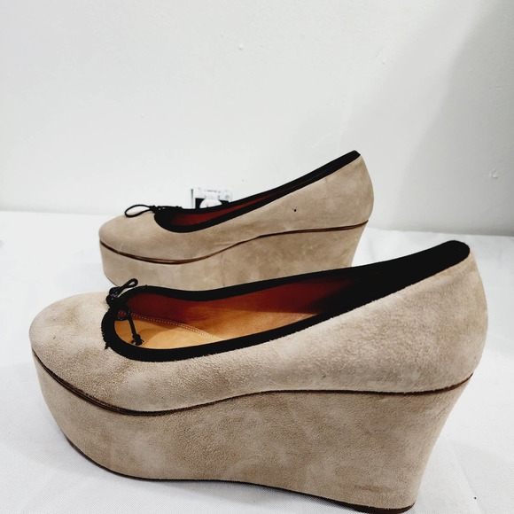 Anthropologie x Leifsdottir Jenni Platform Suede Ballet Flat Beige 3.75” Size 40 - Picture 8 of 16